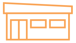 Blue flat top building 